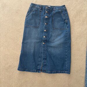 LOFT Denim Midi Skirt Size 10